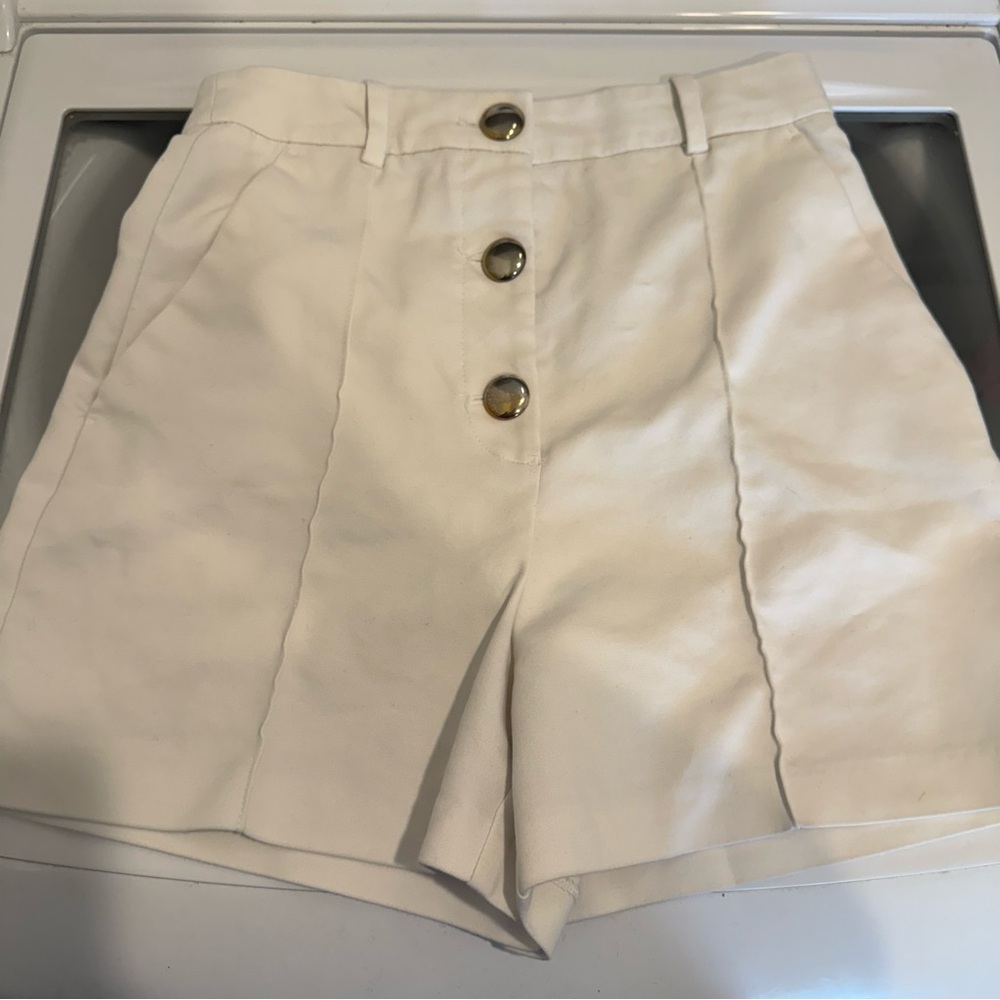 Zara Cream High Waist Tailored Shorts